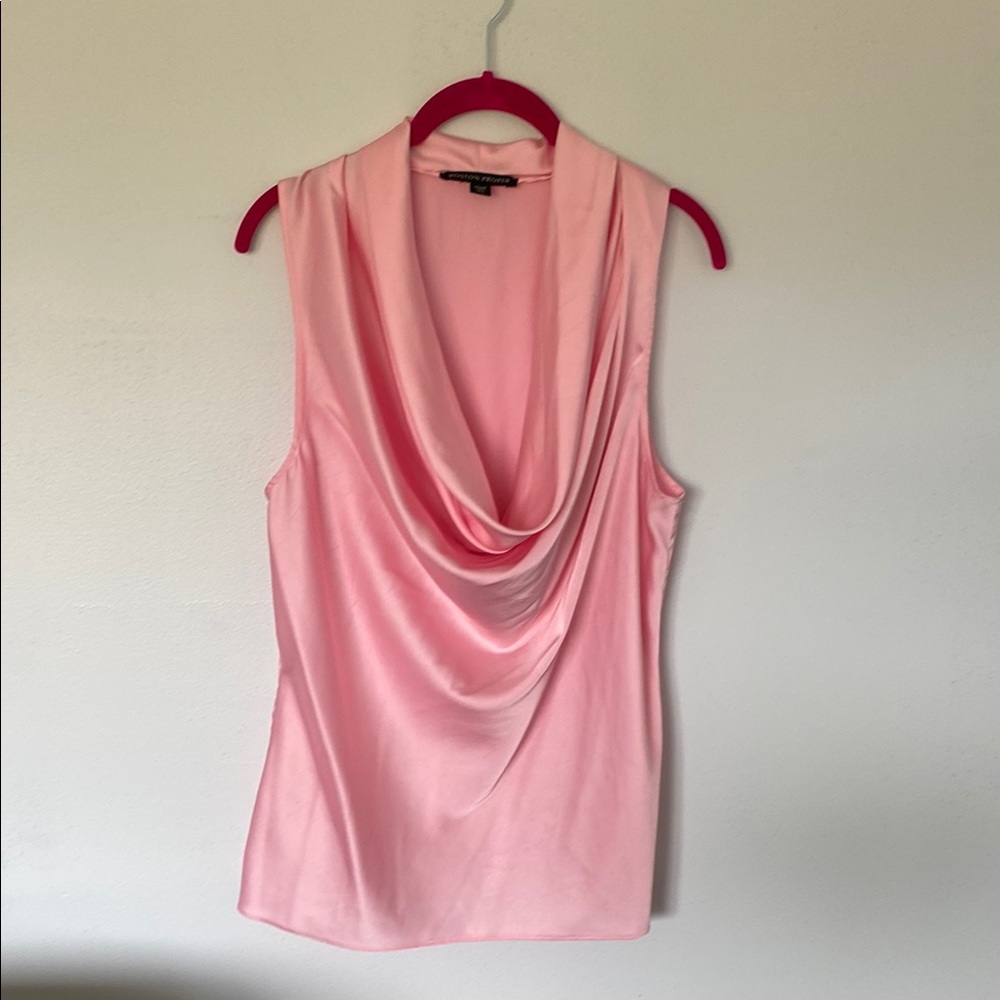 Boston Proper Soft Pink Draped Cowl Neck Sleeveless Top